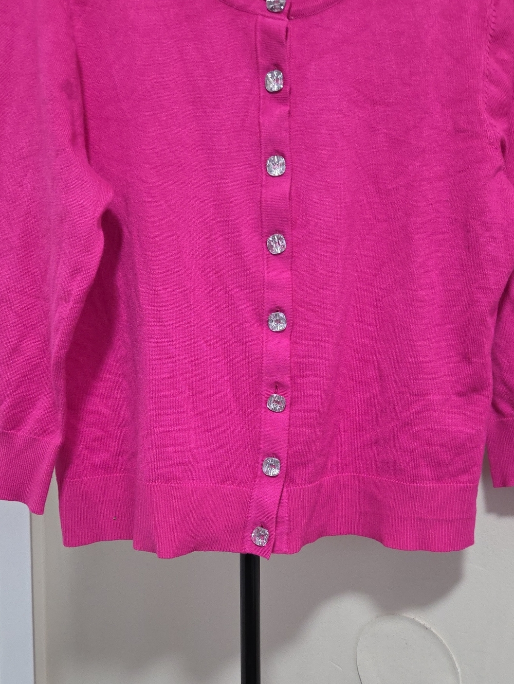 Cable & Gauge Girls Hot Pink Jeweled Button Cardigan Cotton Blend Preppy - Picture 5 of 8